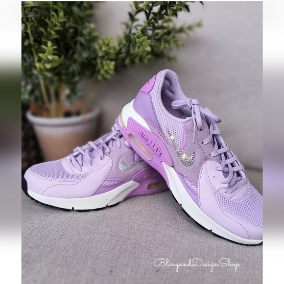 Nike Air Max Excee Womens Purple Sneakers Shoes Made with Swarovski Crystals - Picture 6 of 7